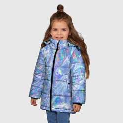 Куртка зимняя для девочки 3d ice glitch, цвет: 3D-светло-серый — фото 2