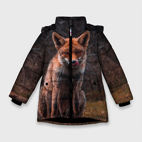 Зимняя куртка для девочки Хищная лисица / 3D-Черный – фото 1