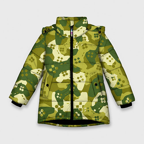 Зимняя куртка для девочки Гейм милитари / 3D-Черный – фото 1