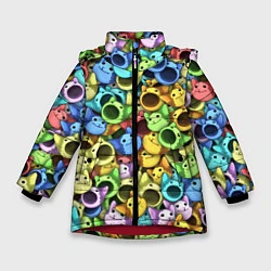 Куртка зимняя для девочки Цветные Поп Котики, цвет: 3D-красный