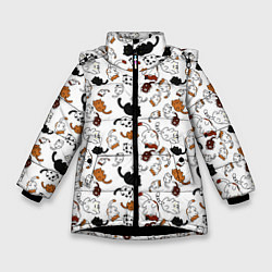 Зимняя куртка для девочки Коты Паттерн