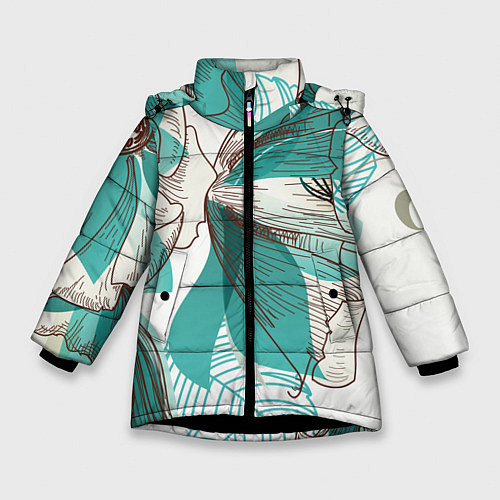 Зимняя куртка для девочки Цветок / 3D-Черный – фото 1