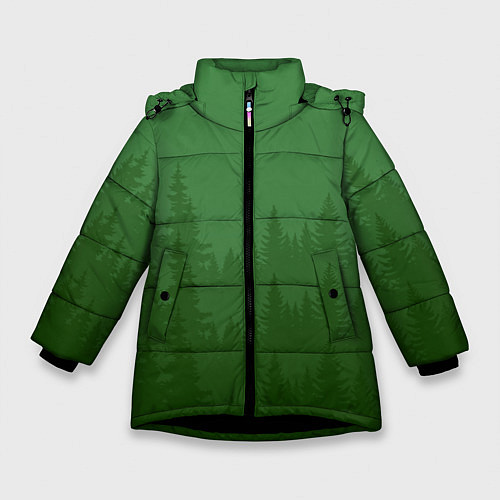 Зимняя куртка для девочки Зеленый Лес / 3D-Черный – фото 1