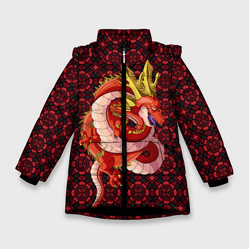 Зимняя куртка для девочки Шар дракона / 3D-Черный – фото 1
