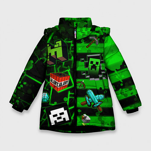 Зимняя куртка для девочки Minecraft Майнкрафт / 3D-Черный – фото 1