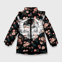 Куртка зимняя для девочки Death and roses, цвет: 3D-черный