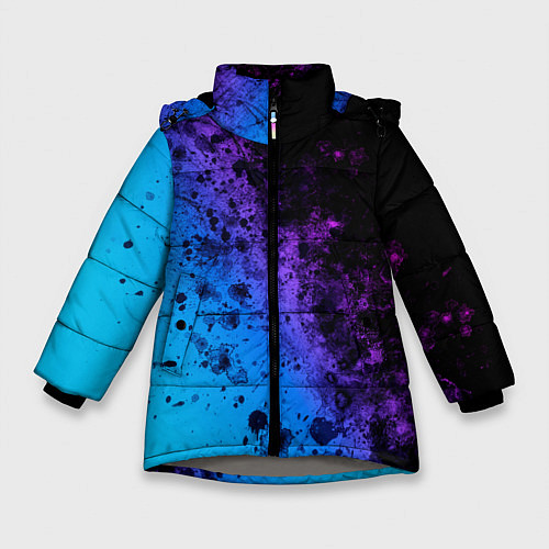 Зимняя куртка для девочки Неоновые Краски / 3D-Светло-серый – фото 1