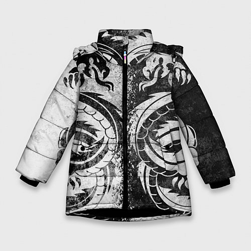 Зимняя куртка для девочки ДРАКОНЫ DRAGONS / 3D-Черный – фото 1