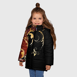 Куртка зимняя для девочки Узор - Хохлома, цвет: 3D-черный — фото 2