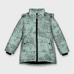 Куртка зимняя для девочки Пионы и розы, цвет: 3D-черный