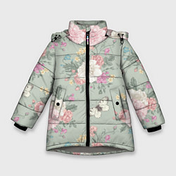 Зимняя куртка для девочки Бабочки в цветах