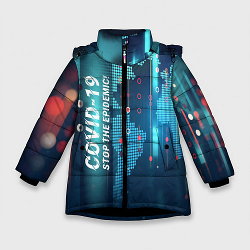 Зимняя куртка для девочки Stop Covid-19 / 3D-Черный – фото 1