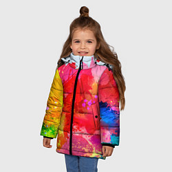 Куртка зимняя для девочки Брызги краски, цвет: 3D-черный — фото 2