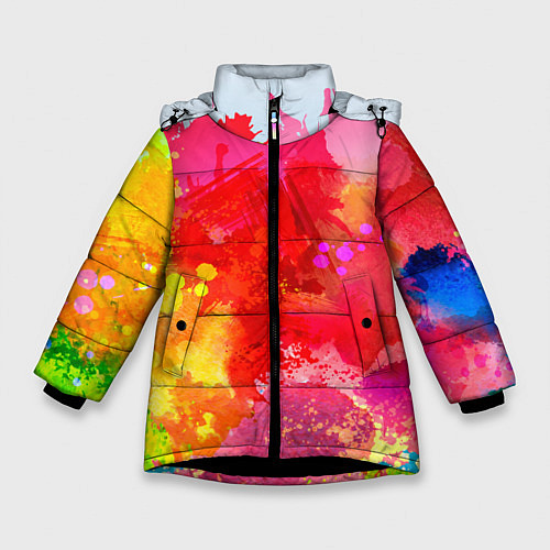 Зимняя куртка для девочки Брызги краски / 3D-Черный – фото 1