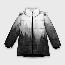 Куртка зимняя для девочки Туманный лес, цвет: 3D-черный