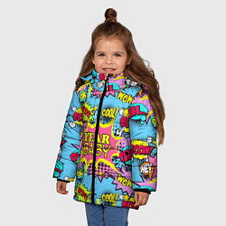 Куртка зимняя для девочки Year baby Pop art print, цвет: 3D-черный — фото 2