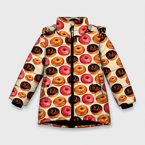 Зимняя куртка для девочки Пончики / 3D-Черный – фото 1