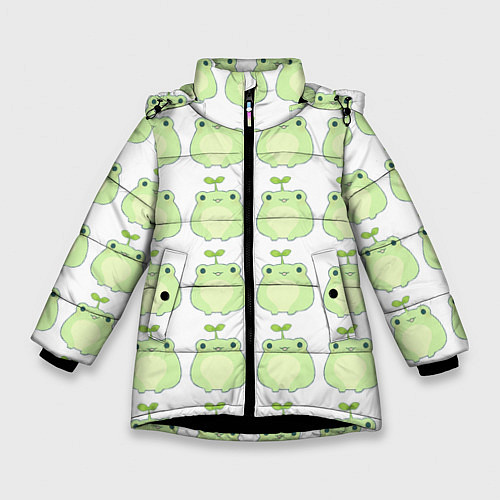 Зимняя куртка для девочки Лягушки-росточки / 3D-Черный – фото 1