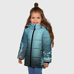 Куртка зимняя для девочки Водяные свечения, цвет: 3D-черный — фото 2