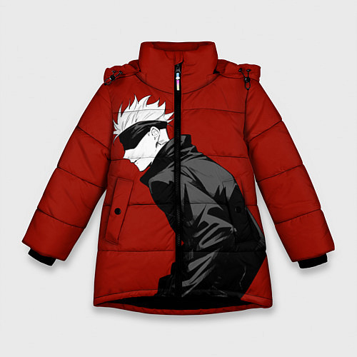 Зимняя куртка для девочки Годжо Магическая Битва арт02 / 3D-Черный – фото 1