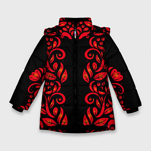 Зимняя куртка для девочки ХОХЛОМА / 3D-Черный – фото 1