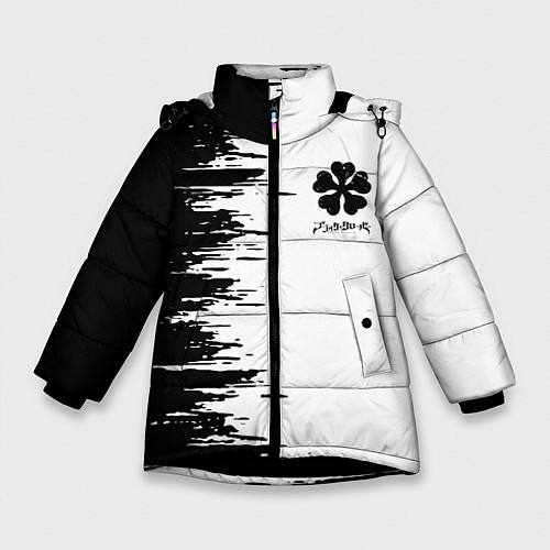 Зимняя куртка для девочки Чёрный клевер, / 3D-Черный – фото 1