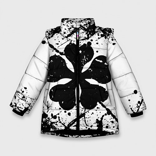 Зимняя куртка для девочки Черный клевер, / 3D-Черный – фото 1