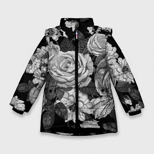 Зимняя куртка для девочки Розы / 3D-Черный – фото 1