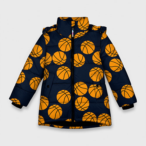 Зимняя куртка для девочки Баскетбольные мячи / 3D-Черный – фото 1