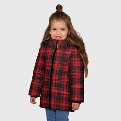 Куртка зимняя для девочки Красная клетка, цвет: 3D-черный — фото 2