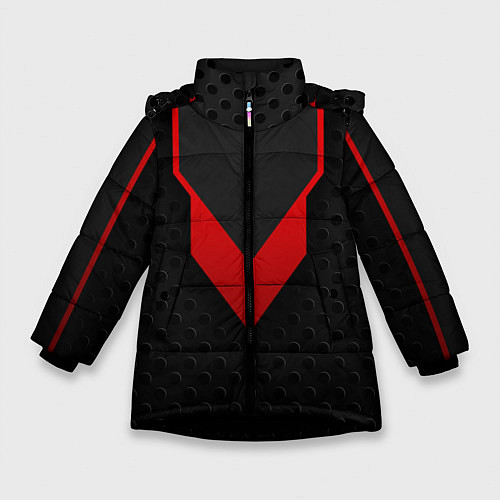 Зимняя куртка для девочки Красный галстук 3D / 3D-Черный – фото 1