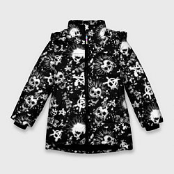 Куртка зимняя для девочки Панк, цвет: 3D-черный
