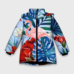 Зимняя куртка для девочки Фламинго в папоротнике