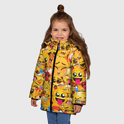 Куртка зимняя для девочки AHEGAO EMOJI, цвет: 3D-светло-серый — фото 2
