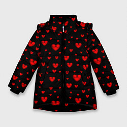 Зимняя куртка для девочки Красные сердца