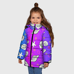 Куртка зимняя для девочки Ракушки с градиентом, цвет: 3D-черный — фото 2