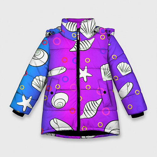 Зимняя куртка для девочки Ракушки с градиентом / 3D-Черный – фото 1