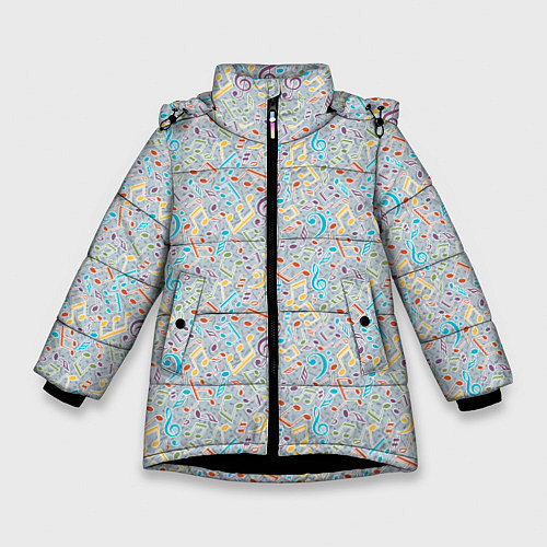 Зимняя куртка для девочки Музыкальные ноты / 3D-Черный – фото 1