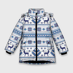 Куртка зимняя для девочки Русские народные узоры, цвет: 3D-черный