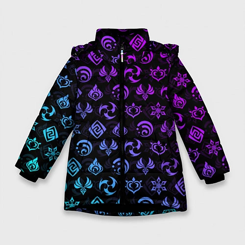 Зимняя куртка для девочки GENSHIN IMPACT NEON / 3D-Черный – фото 1