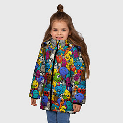Куртка зимняя для девочки Граффити, цвет: 3D-светло-серый — фото 2