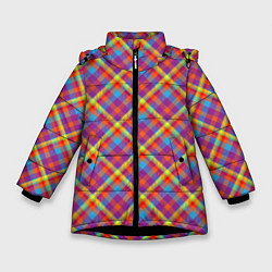 Куртка зимняя для девочки Клеточный узор, цвет: 3D-черный