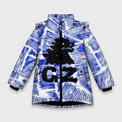 Куртка зимняя для девочки Годзилла, цвет: 3D-черный