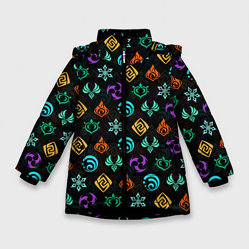 Зимняя куртка для девочки GENSHIN IMPACT ЭМБЛЕМЫ / 3D-Черный – фото 1