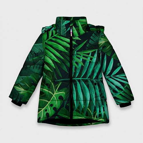 Зимняя куртка для девочки Сочные тропики / 3D-Черный – фото 1
