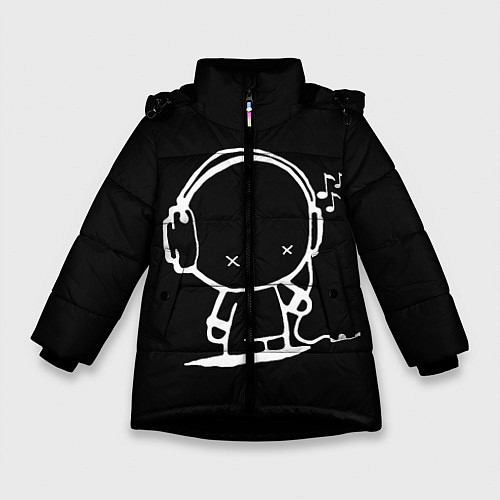 Зимняя куртка для девочки Меломан / 3D-Черный – фото 1
