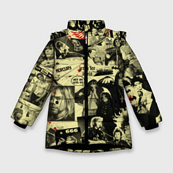 Куртка зимняя для девочки РОК КУМИРЫ, цвет: 3D-черный