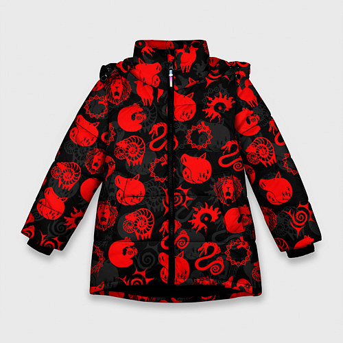 Зимняя куртка для девочки СИМВОЛЫ ГРЕХОВ 7 DEADLY SINS / 3D-Черный – фото 1