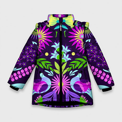 Зимняя куртка для девочки Мексиканская феерия / 3D-Черный – фото 1