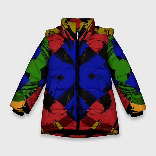 Зимняя куртка для девочки Абстракция / 3D-Черный – фото 1